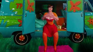 Velma takes it up the bum, deep throats, then goes down on granny's bald beaver