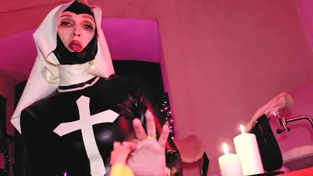 Horny🥵 Nun Mistress Eva fucks in Latex BDSM Solo