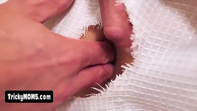 milf showers with glory hole on curtain &mdash;  can′t resist this  fuck chance