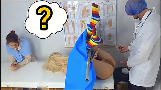 Mature woman takes half-girlfriend to a sleazy gynecologist!