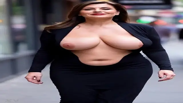 Busty EXPERIENCED LADY bounces her natural jugs in a braless display