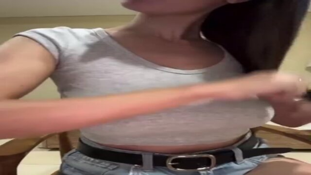 Beautiful stepmom with enormous melons seduces me