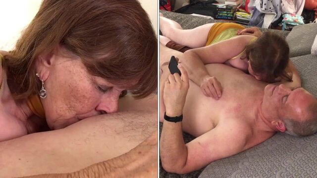 Granny Carmen's customer gets a royal shaft sucking by Princess Leia