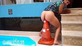 Mature Latina dominates with a massive street cone